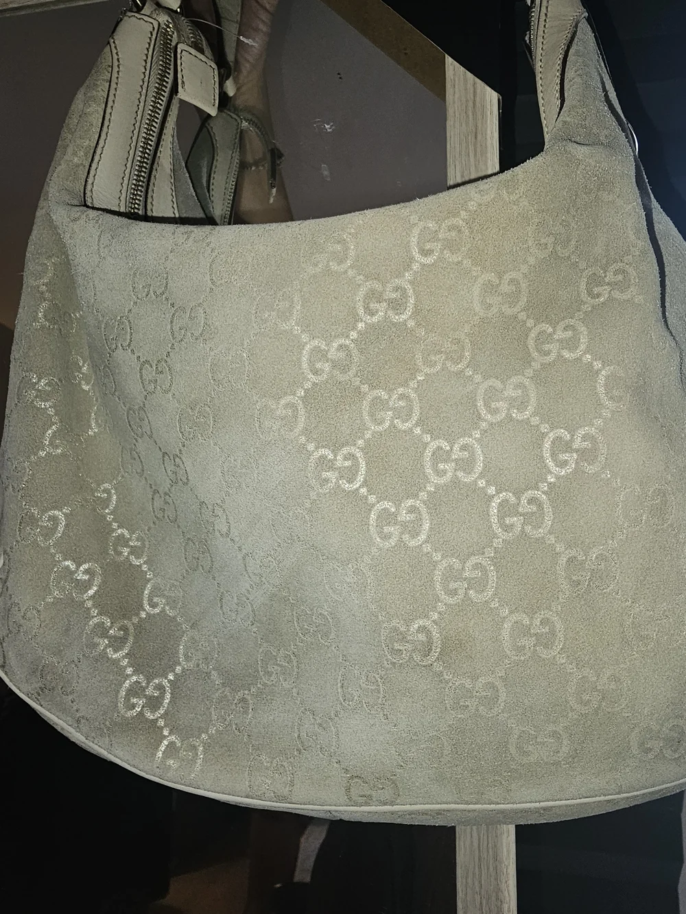 Gucci GREEN/Beige Suede GG Monogram Hobo Bag Limited Edition